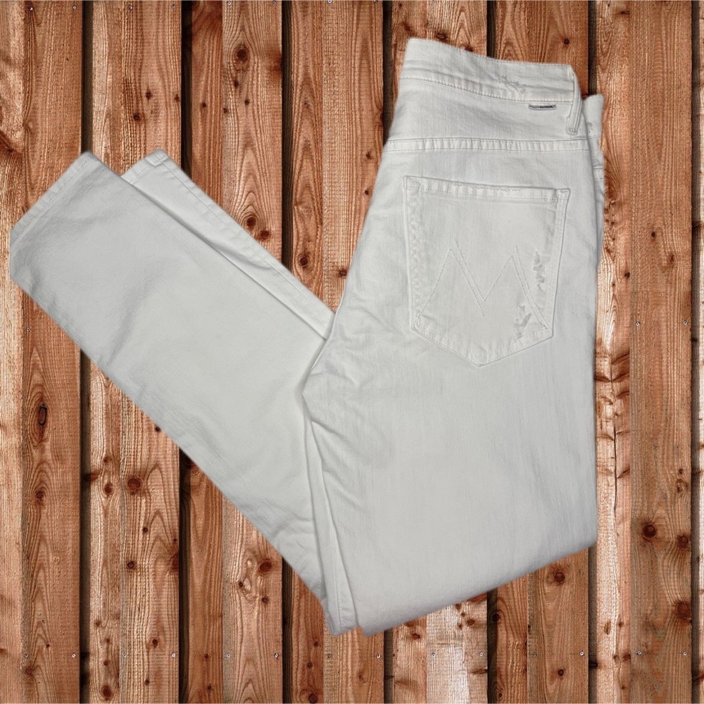 Mother The Stunner Ankle Distressed White Jeans SZ 31